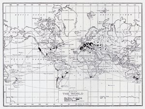 Carte du monde montrant les pays producteurs de vin - English School