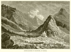 Carrières de marbre de Ravaccione, à Carrare (gravure)