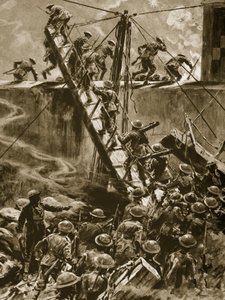 Marins et matelots surgissant dans les passerelles du H.M.S Vindictive, 1914-19