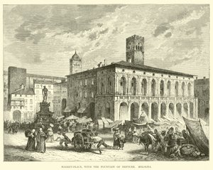 Place du marché, avec la fontaine de Neptune, Bologne