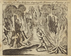 Martyrs de la vraie religion niant les erreurs du papisme (gravure)