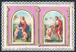 Marie, Jésus et anges, Carte de Noël