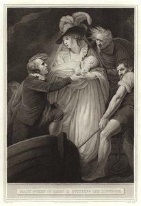 Marie, reine de Jacques II, quittant le royaume
