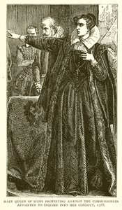 Marie Stuart protestant contre les commissaires nommés pour enquêter sur sa conduite, 1568 - English School