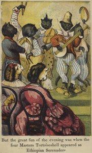 Les maîtres Tortoiseshell apparaissent comme des sérénadeurs éthiopiens - English School