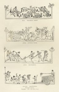 Mai, juin, juillet et août, du Julius Calendar and Hymnal, illustration de l