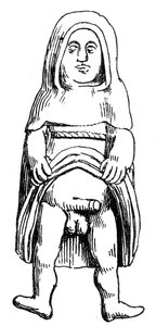 Amulette phallique médiévale en or représentant un moine ou un frère