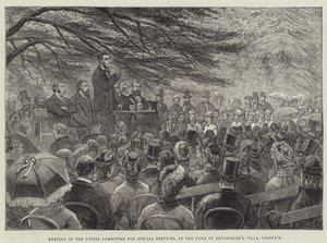 Réunion du Comité uni pour les services spéciaux, à la villa du duc de Devonshire, Chiswick (gravure) - English School