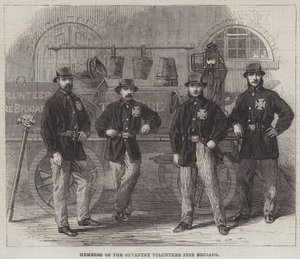 Membres de la brigade de pompiers volontaires de Coventry (gravure) - English School