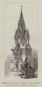 Fontaine Mémoriale, Cour du Guildhall, Londres, M. John Robinson, Architecte, M. Joseph Durham, ARA, Sculpteur (gravure) - English School