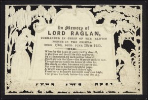 Carte commémorative en mémoire de Lord Raglan - English School