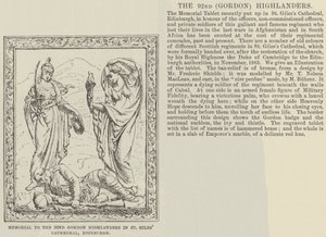 Mémorial aux 92e Gordon Highlanders dans la cathédrale Saint-Gilles, Édimbourg (gravure) - English School