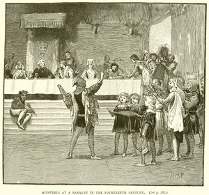 Ménestrels à un Banquet au XIVe Siècle - English School