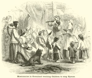 Missionnaires au Groenland enseignant des hymnes aux enfants - English School