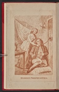 Couverture du pamphlet Modern Propensities 1791, avec Susannah Hill et Frantisek Kotzwara (gravure)