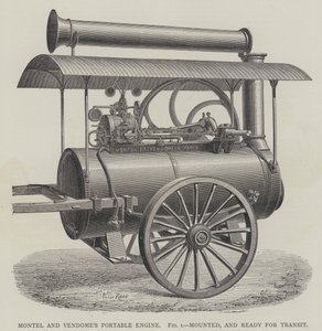 Moteur portable de Montel et Vendôme, monté et prêt pour le transport - English School
