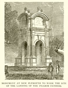 Monument à New Plymouth pour marquer le site du débarquement des Pères Pèlerins - English School