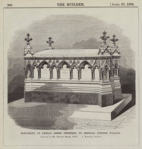 Monument, au cimetière de Kensal Green, pour le Général Forster Walker, conçu par M. Edward Blore, FRS (gravure)
