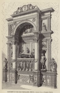 Monument du Doge Vendramini, Venise, fin du XVe siècle (gravure) - English School
