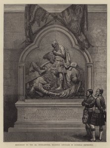 Monument aux 42e Highlanders, récemment dévoilé dans la cathédrale de Dunkeld (gravure) - English School