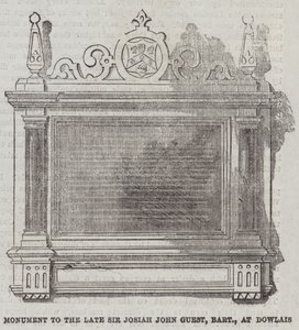 Monument au défunt Sir Josiah John Guest, baronnet, à Dowlais (gravure) - English School