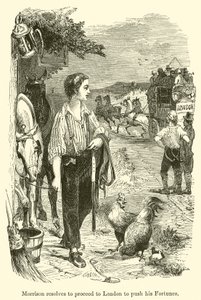 Morrison décide de se rendre à Londres pour faire fructifier sa fortune (gravure) - English School