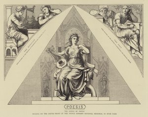 Mosaïques sur la façade sud du Mémorial national du Prince Consort à Hyde Park (gravure)