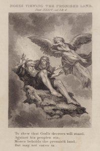 Moïse contemplant la terre promise, Deutéronome XXXIV, versets 1 et 4 - English School