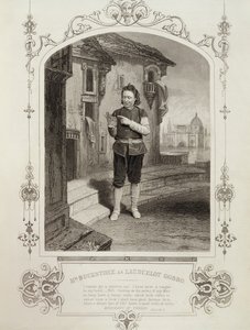 M. Buckstone en Lancelot Gobbo, Acte II Scène 2, dans Le Marchand de Venise de William Shakespeare (1564-1616)