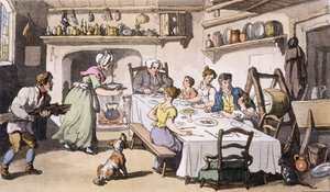Première visite de M. Burchell, pub. Ackermanns Repository of Arts, Londres, 1817 (gravure en couleur)