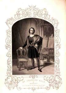 M. Charles Kean en Hamlet, Acte III Scène 2, dans la pièce de William Shakespeare - English School