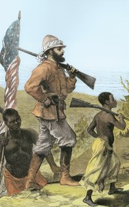 M. Henry Morton Stanley (1841-1904) approchant du lac Tanganyika (coloration ultérieure) - English School