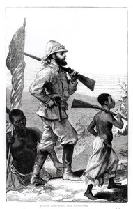 M. Henry Morton Stanley (1841-1904) approchant du lac Tanganyika