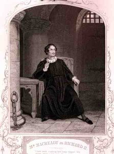 M. Macready en Richard II, Acte V Scène 5, dans la pièce de William Shakespeare, gravé par J. Rogers - English School