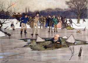 Mr. Pickwick sur la glace Illustration des œuvres de Charles Dickens (1812-1870) de l