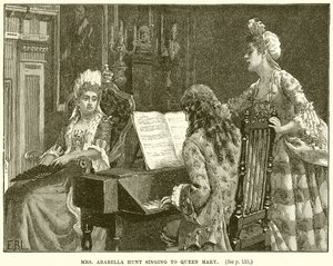 Mme Arabella Hunt chantant pour la reine Mary - English School