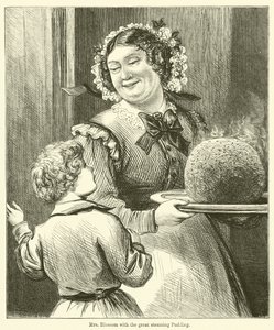 Mme Blossom avec le grand pudding fumant