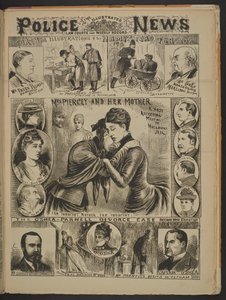 Mrs Piercey et sa mère. Une rencontre très affectueuse à la prison de Holloway. Je suis innocente, mère. Je suis innocent", Illustrated Police News, 22 novembre 1890 (papier journal) - English School