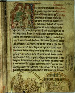 Ms.O.1.20.f.241v Jérôme : Un médecin visitant un patient et un apothicaire, de 