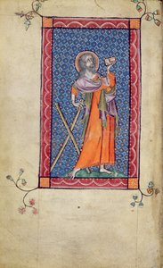 Saint André, miniature du Psautier de Macclesfield, Usage de Sarum, East Anglia, vers 1330 - English School