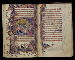 Le Père et le Fils, initiale historiée D du Psautier de Macclesfield, Usage de Sarum, East Anglia, vers 1330 - English School
