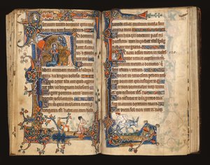 David priant, initiale historiée du Psautier de Macclesfield, Usage de Sarum, East Anglia, vers 1330 - English School