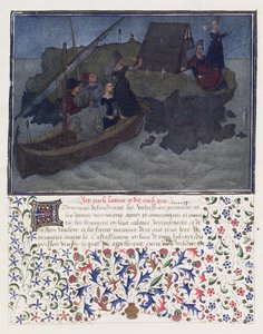 Ms. 2597 Cœur, Désir et Générosité débarquent la nuit avec Fiancé et Attente sur le rocher de la Compagnie et de l
