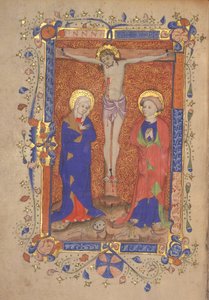 Ms 515 fol.108r Crucifixion avec Sainte Marie et Saint Jean-Baptiste, du Missel de Saint Botolph Aldersgate, vers 1420-30