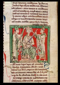 Ms 6712 (A.6.89) fol.133r Roi Étienne (vers 1097-1154) miniature de Flores Historiarum, par Matthew Paris, 1250-52