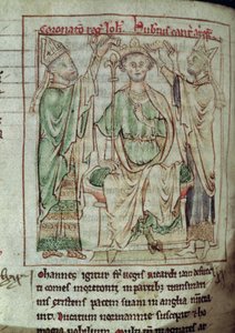 Ms 6712 (A.6.89) fol.144v Roi Jean (1167-1216), miniature de Flores Historiarum, par Matthew Paris, 1250-52 - English School