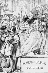 Beaucoup de bruit pour rien - Illustration dans "Œuvres complètes de William Shakespeare" 1866 - Les illustrations et la forme générale de cette édition sont empruntées à Shakespeare illustré de Cassell, publié à Londres