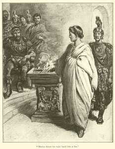 "Mucius a plongé sa main droite dans le feu" (gravure)