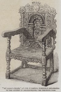 "La chaise de ma dame," au château de Corby, appartenant autrefois à la comtesse de Derwestwater (gravure) - English School