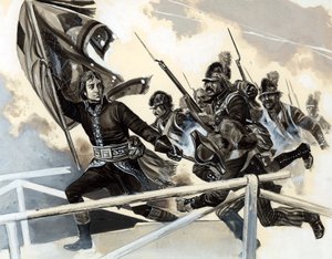 Napoléon menant son armée à travers le pont de Lodi - English School